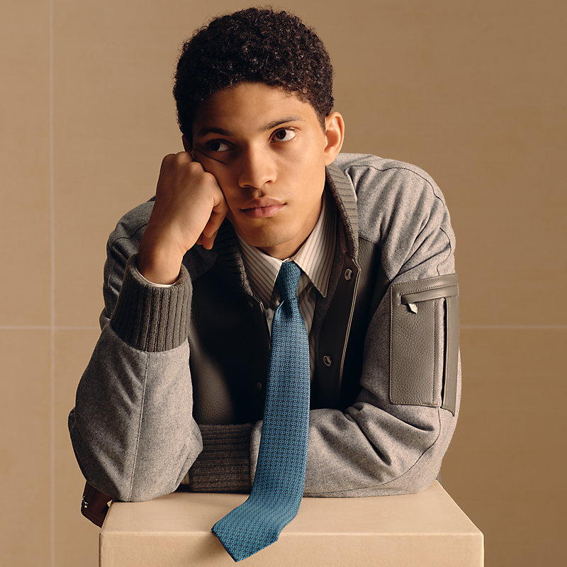 Maillons Mosaïque tie - Blue | Hermès USA